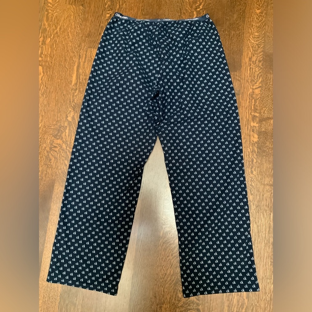 CALVIN KLIEN Men’s Sleep Wear Pajama Pants Blue CK Pattern Size Large LIKE NEW